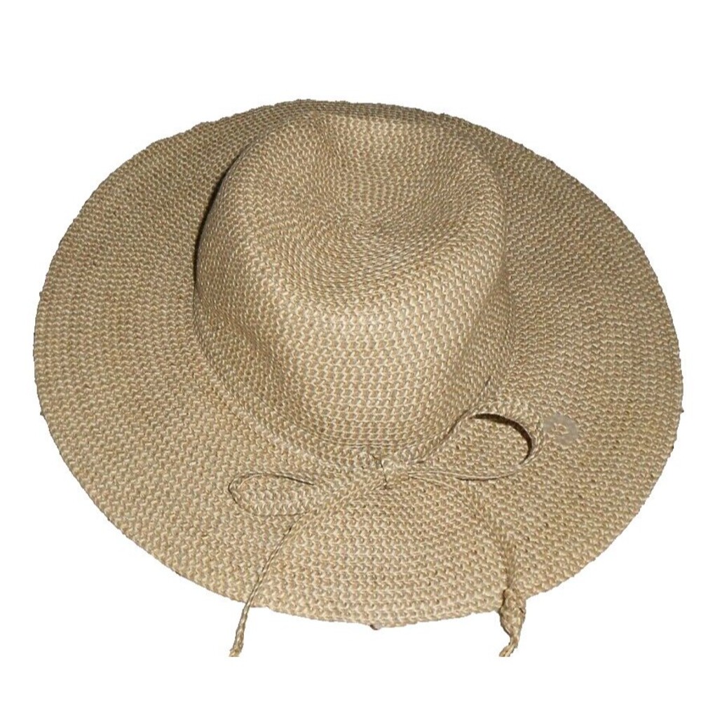D&Y Sunhat Floppy Paper Straw-Pack able Crush-able Women's Beige New w/o tags